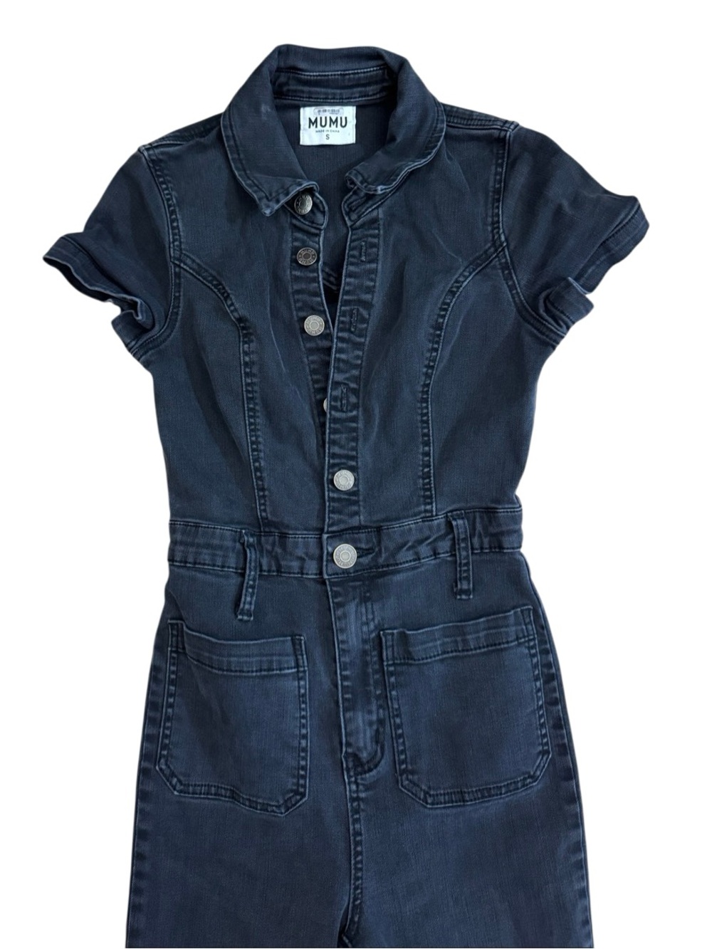 Show Me Your Mumu Women's Everhart Denim Jumpsuit in Black Size Small - Picture 7 of 11